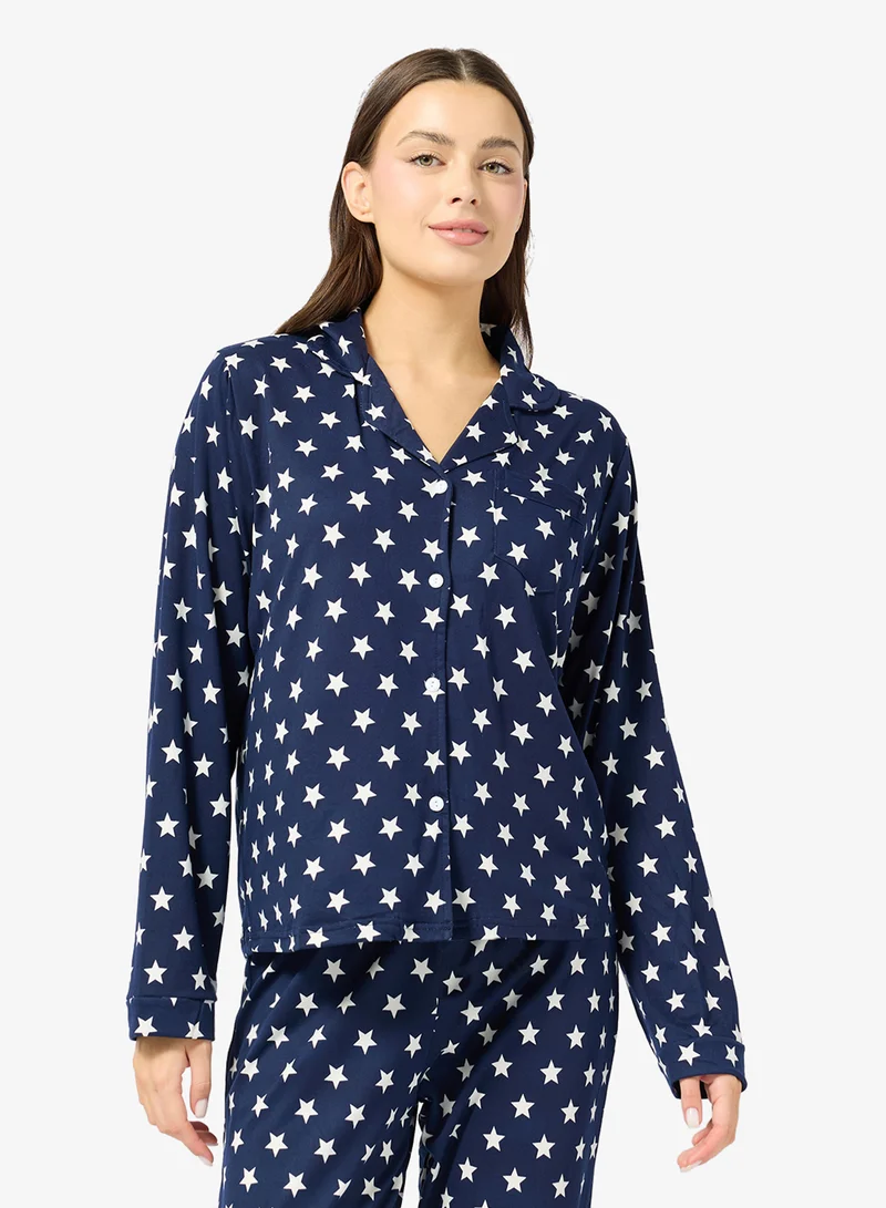 Ginger Polka Dot Button Up Shirt & Pyjama Set